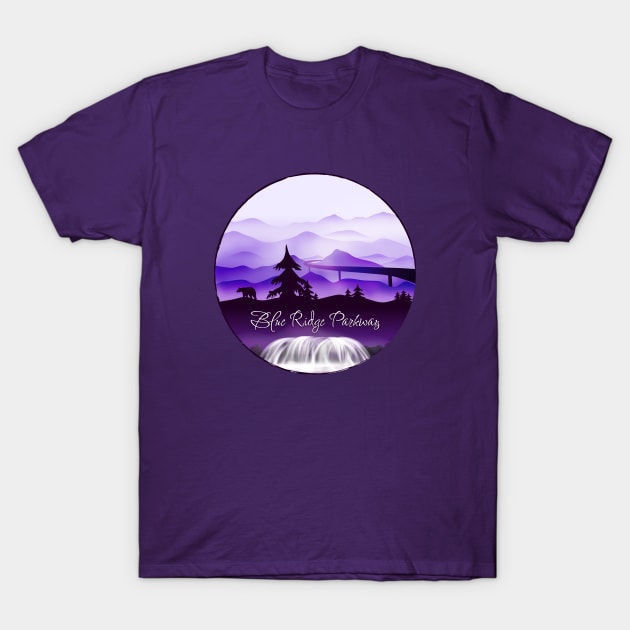 Blue Ridge Parkway - Black Bear - Purple 28 T-Shirt by AVL Merch